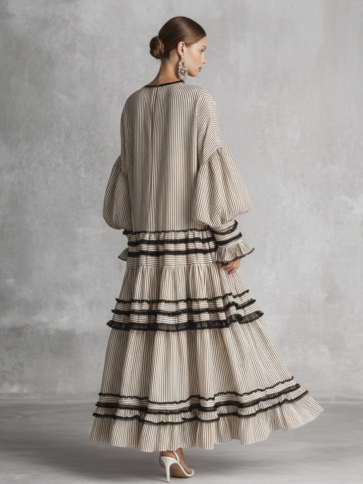 Aria | Boho Striped Ruffle Tiered