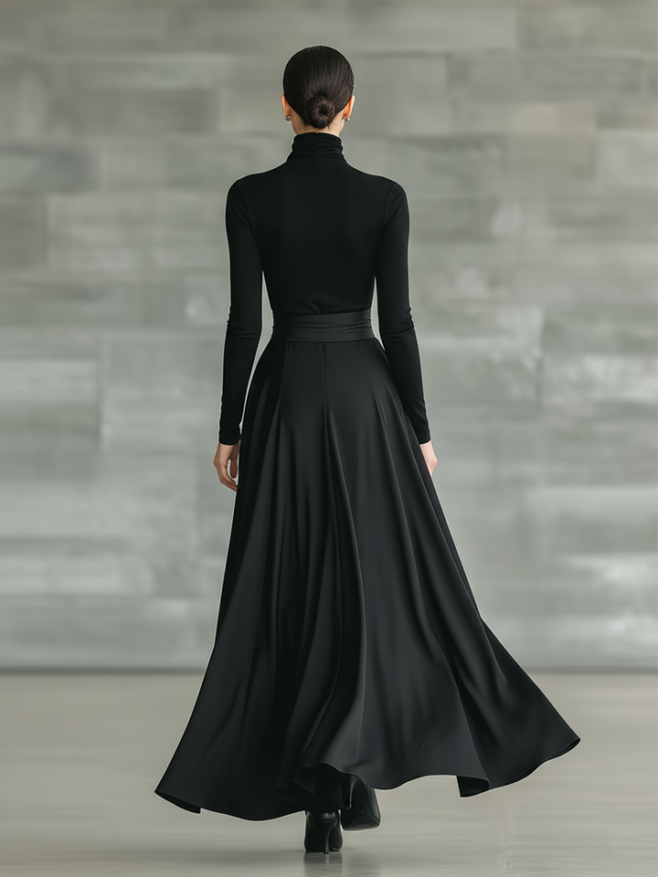 Emma | Black High-Neck High-Stretch Knitted