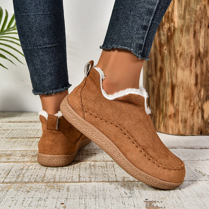 Sab | Warm Fur Lined Slip-On Ankle Boots with Anti-slip Thick Sole