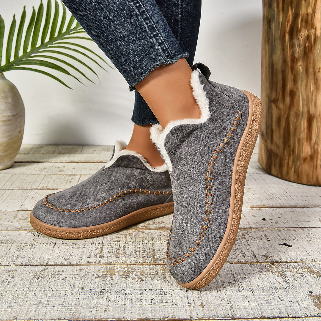 Sab | Warm Fur Lined Slip-On Ankle Boots with Anti-slip Thick Sole