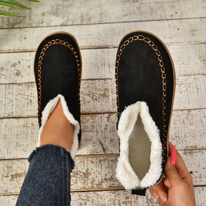 Sab | Warm Fur Lined Slip-On Ankle Boots with Anti-slip Thick Sole