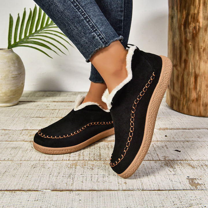 Sab | Warm Fur Lined Slip-On Ankle Boots with Anti-slip Thick Sole
