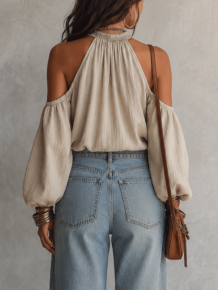 Bex | Bohemian Cold-Shoulder Resort Linen Blouse