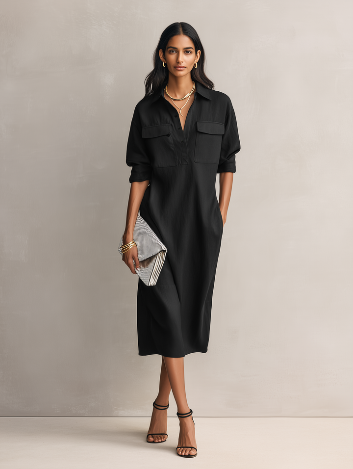 Bridget | Elegant Black Cotton-linen Blend