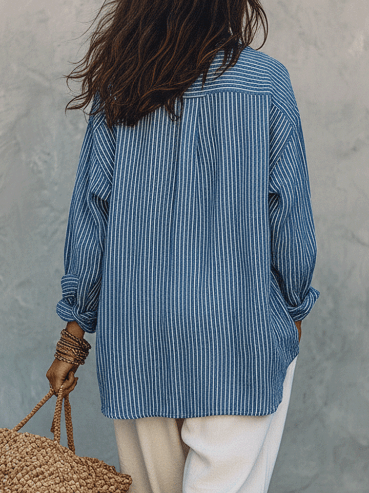 Penelope | Bohemian Blue Stripe Airy Shirt