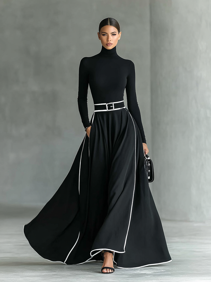 Mara | Black Stitching White Trim