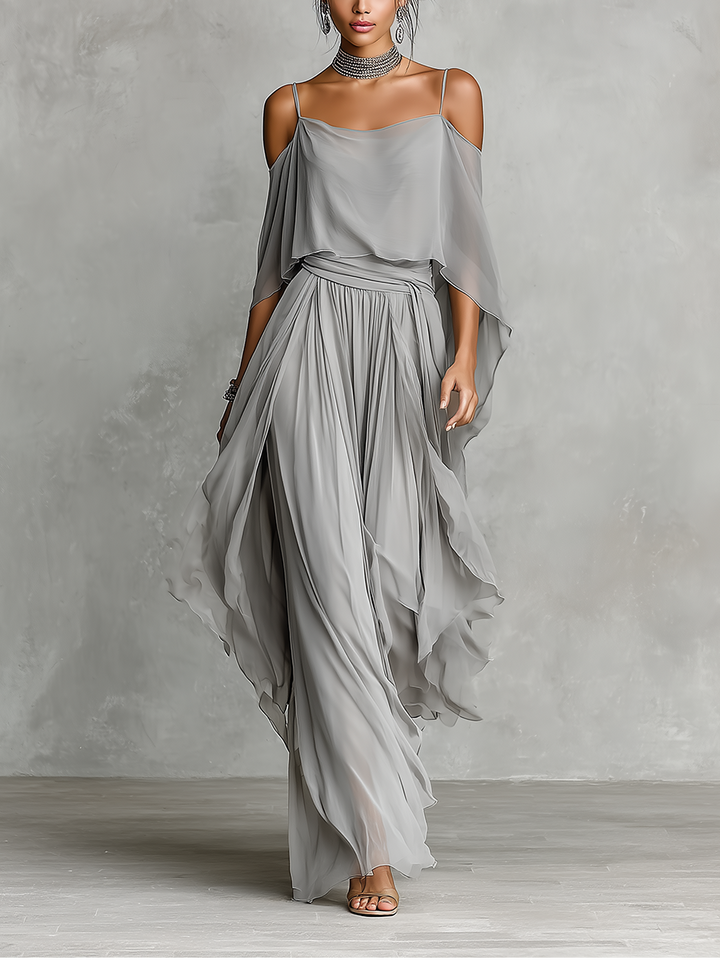 Beatrice | Grey Breathable Chiffon Set