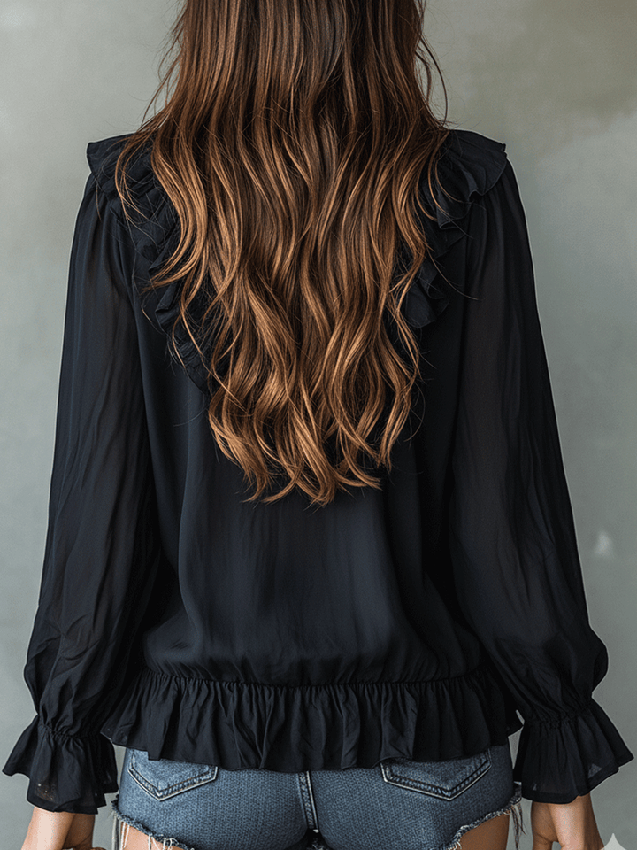 Tabitha | Romantic Bohemian Ruffle Trim V-Neck Lightweight