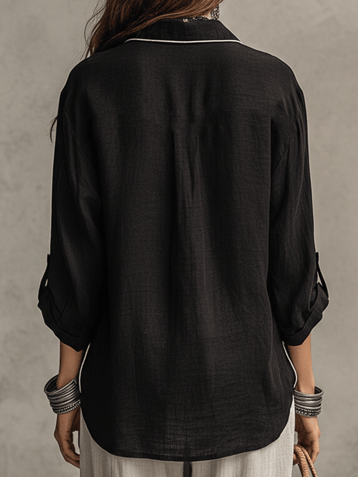 Quinn | Modern Bohemian Effortless Black Linen Shirt