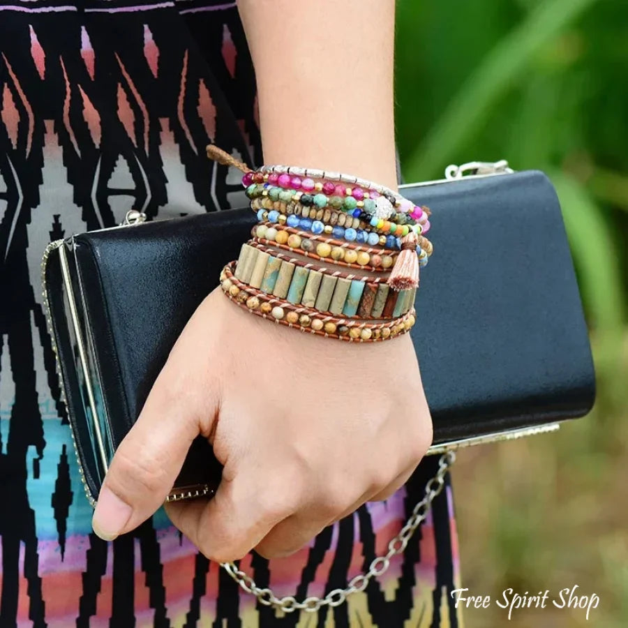 Grace | Jasper & Sunflower Charm Leather