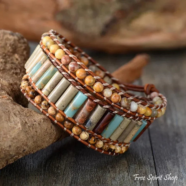 Grace | Jasper & Sunflower Charm Leather