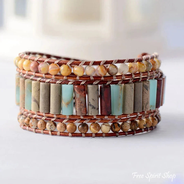 Grace | Jasper & Sunflower Charm Leather