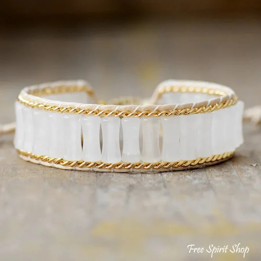 Paige | White Jade & Gold Chain