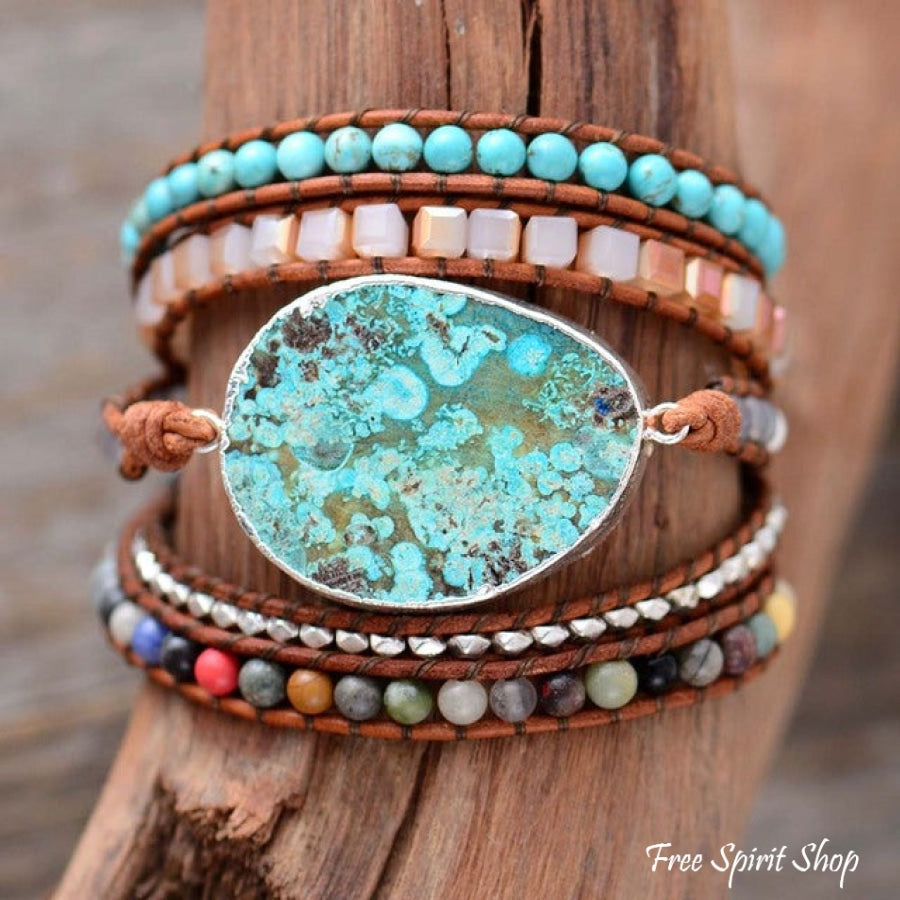 Audrey | Handmade Natural Ocean Jasper Leather