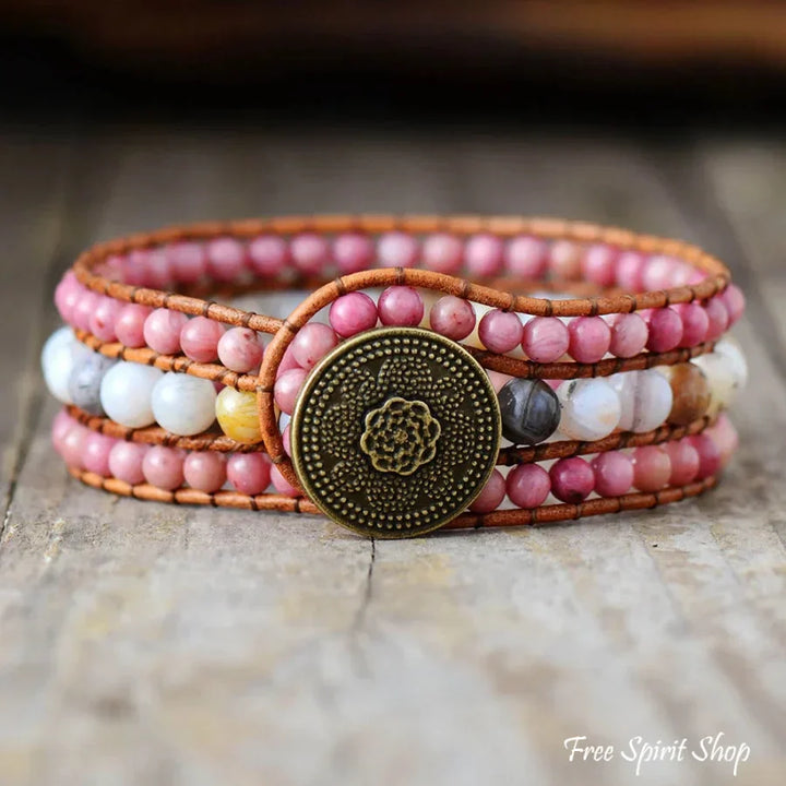 Uma | Rhodonite & Amazonite Beaded Wrap