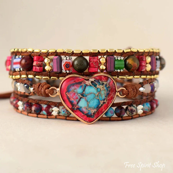 Bonnie | Handmade Mix Gemstone Red Heart