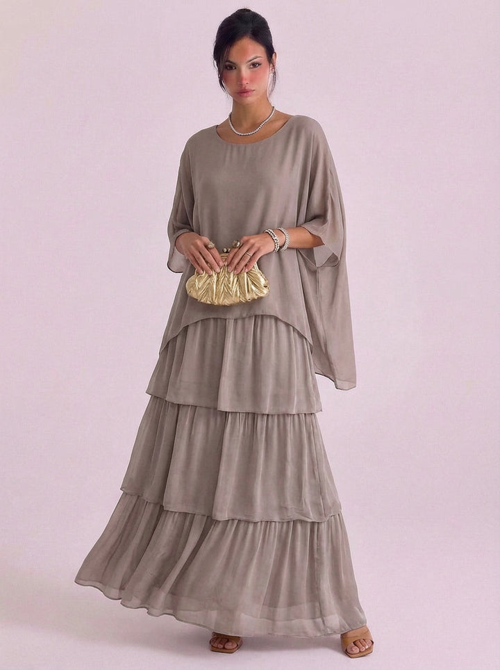 Olivia | Chiffon Tiered Ruffle Maxi Dress Oversized Top