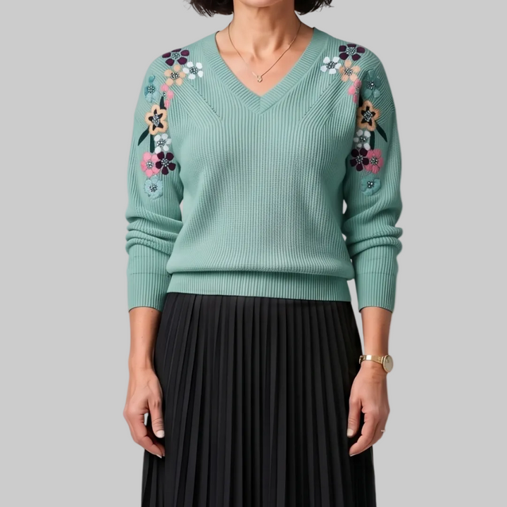 Amabel | Elegant Floral Knit Jumper