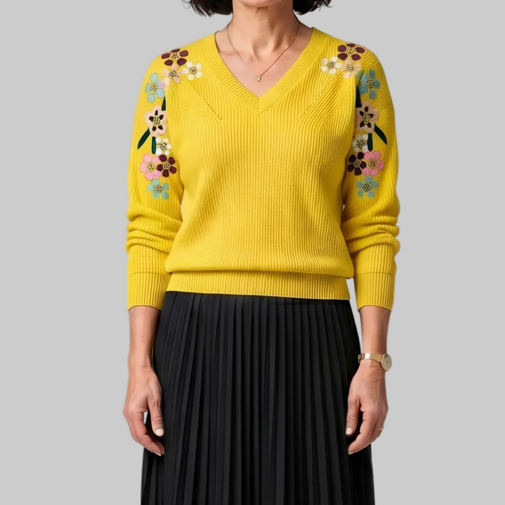 Amabel | Elegant Floral Knit Jumper