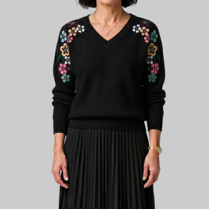 Amabel | Elegant Floral Knit Jumper