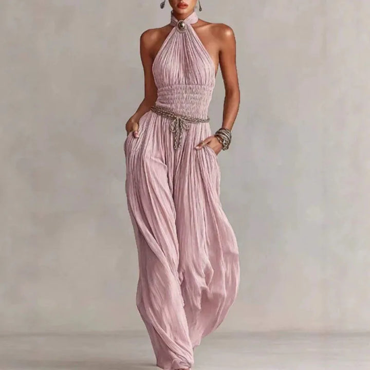Rebecca | Chiffon Pleated Halter Romper