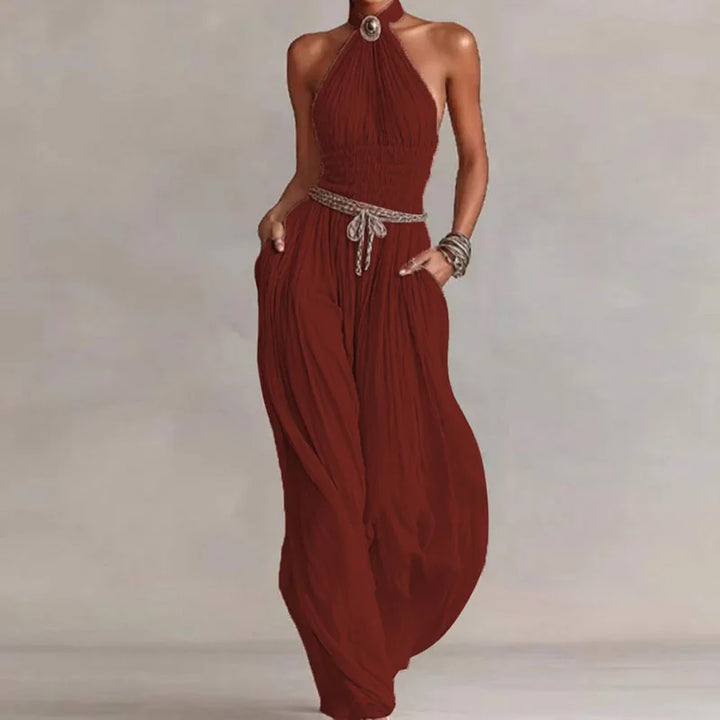 Rebecca | Chiffon Pleated Halter Romper