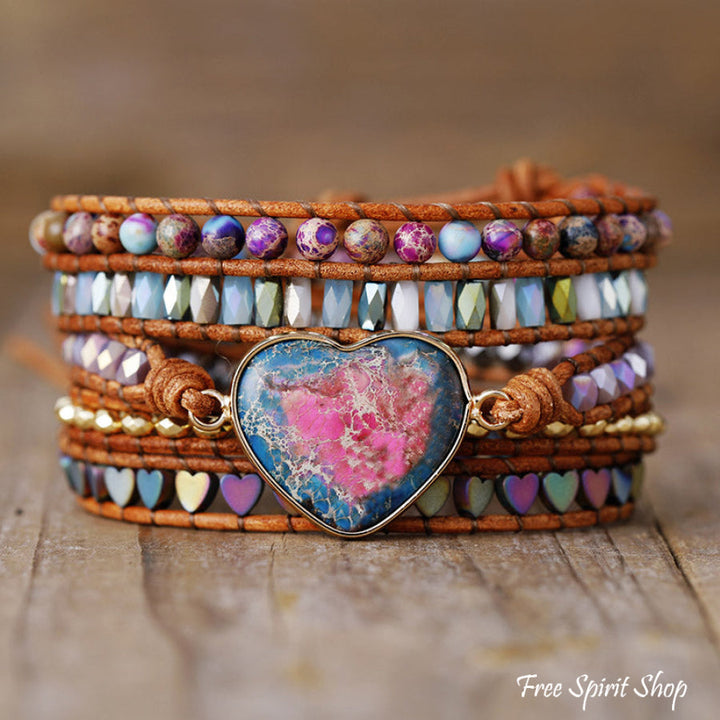Evelyn | Handmade Purple Jasper Heart Wrap