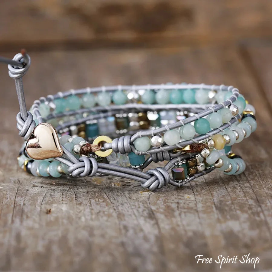Astrid | Amazonite & Hematite Multi-Row Beaded