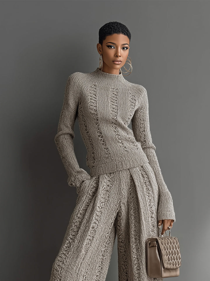 Yvonne | Taupe Elegant Knit Textured
