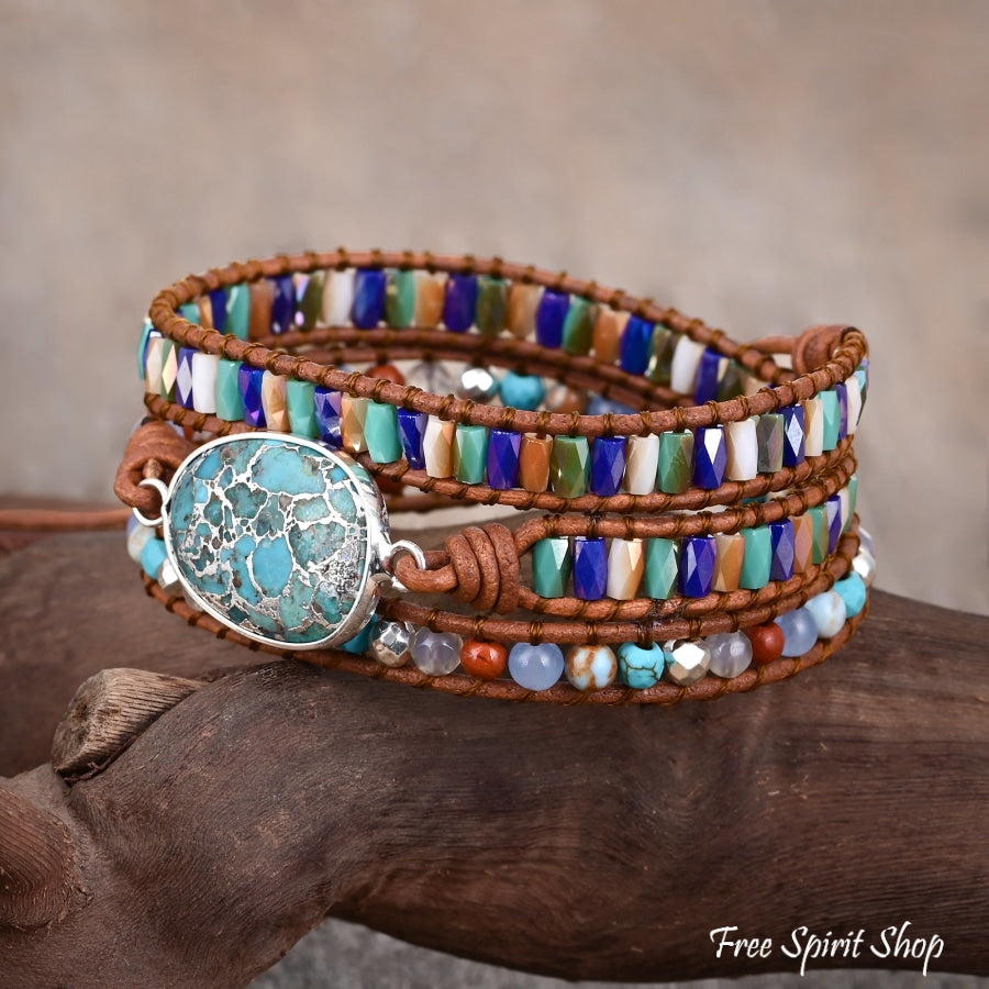 Brooke | Turquoise & Jasper Silver Wrap