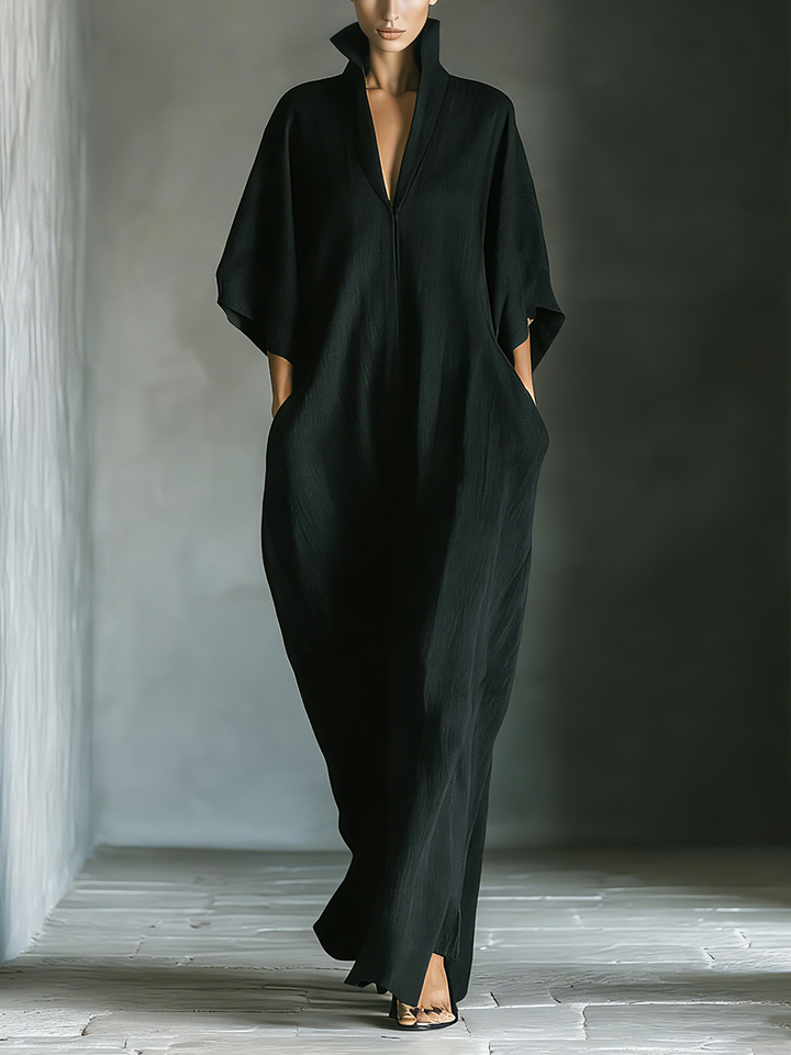 Dahlia | Black Cotton Blend Fabric