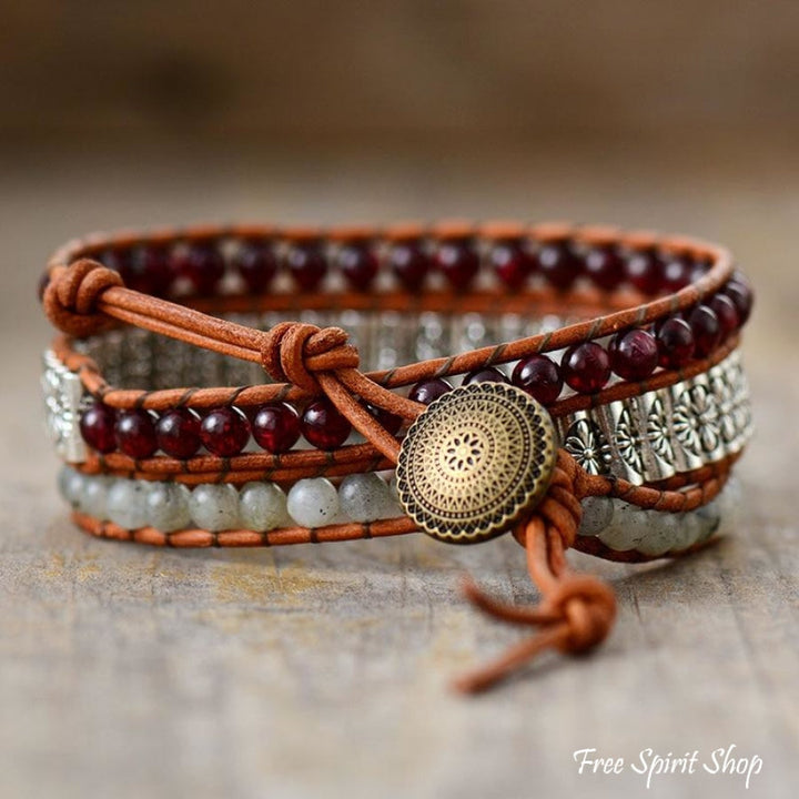 Mia | Handmade Garnet & Labradorite Bead