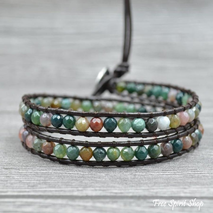 Sally | Handmade Indian Agate Leather Wrap
