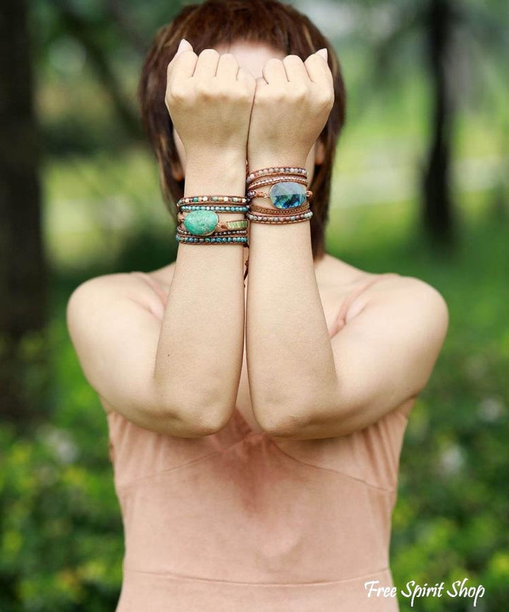 Amara | Handmade Natural Labradorite Agate &