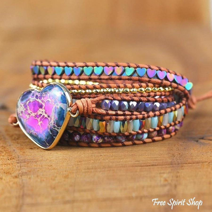 Evelyn | Handmade Purple Jasper Heart Wrap