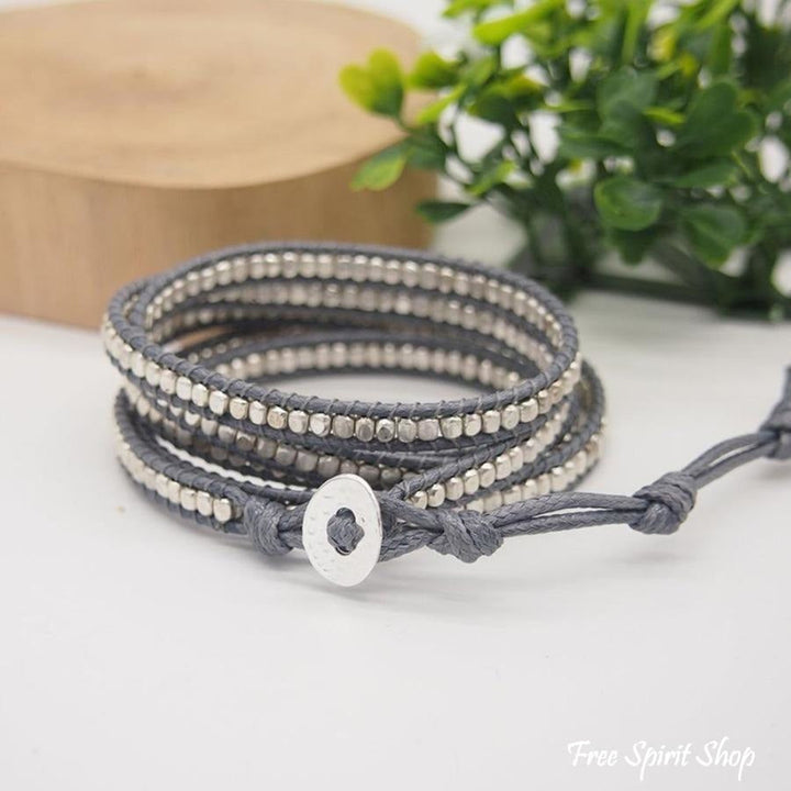 Zoe | Handmade Silver Brass Bead Wrap
