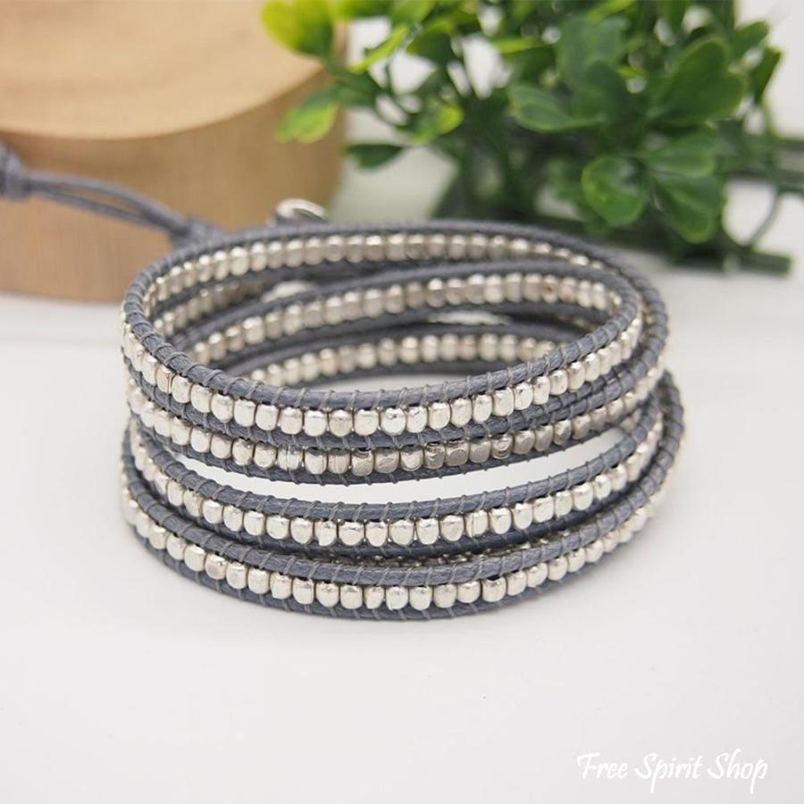 Zoe | Handmade Silver Brass Bead Wrap