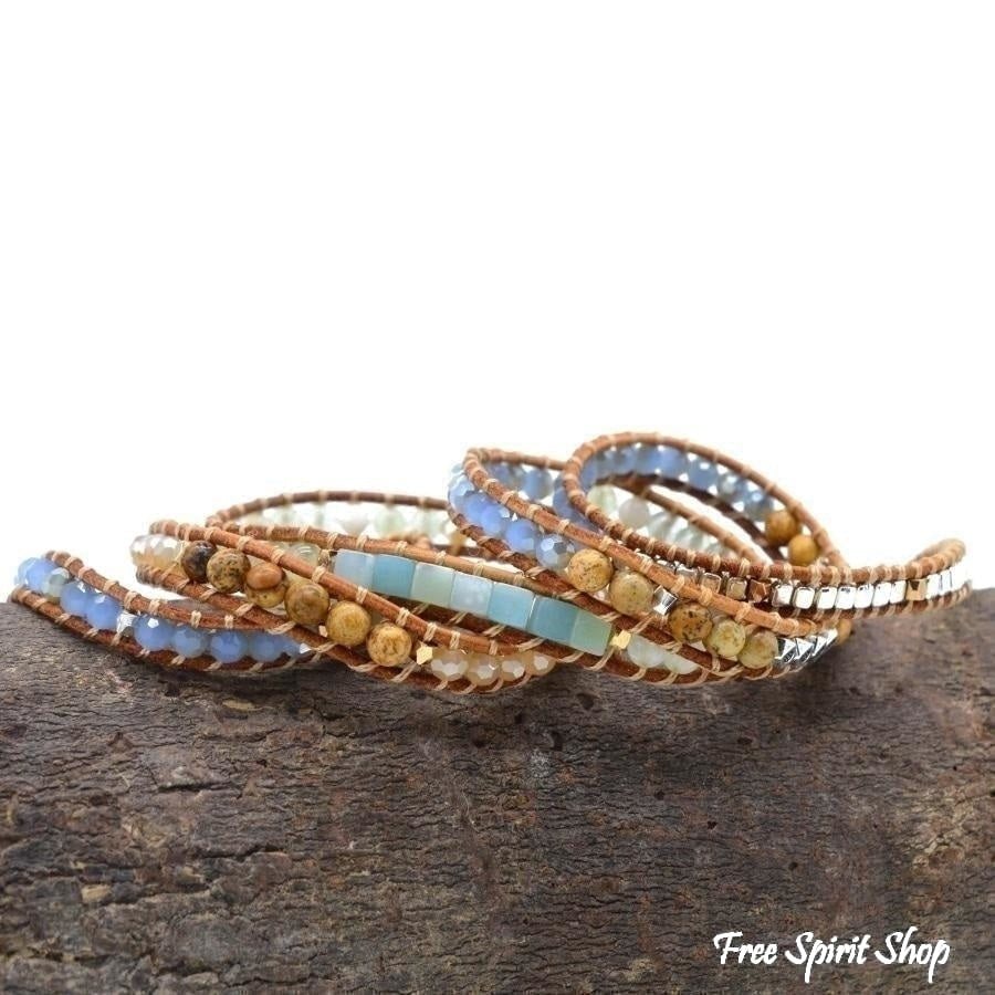 Kit | Amazonite & Jasper Leather Wrap