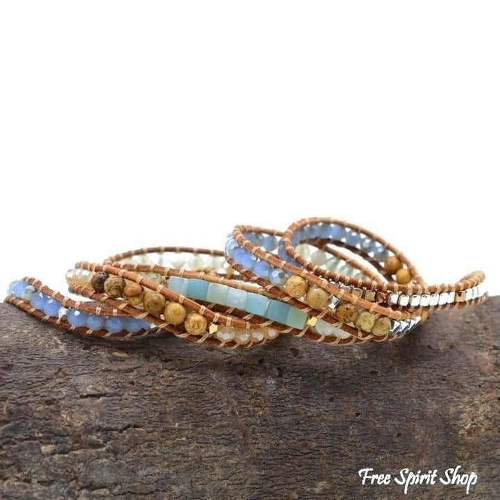 Kit | Amazonite & Jasper Leather Wrap