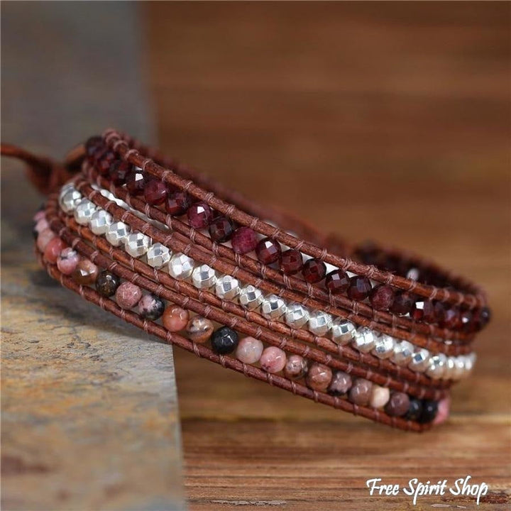 Vivienne | Garnet & Rhodonite Beaded Wrap