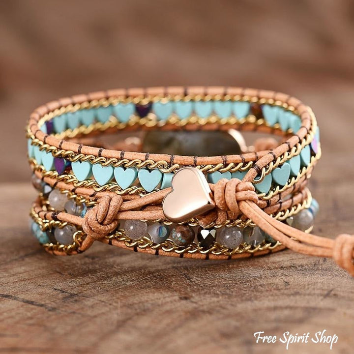 Cecile | Labradorite Heart Beaded Wrap