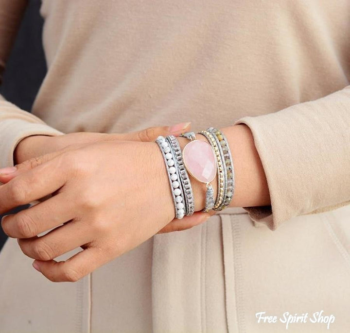 Holly | Rose Quartz Howlite & Rutilated