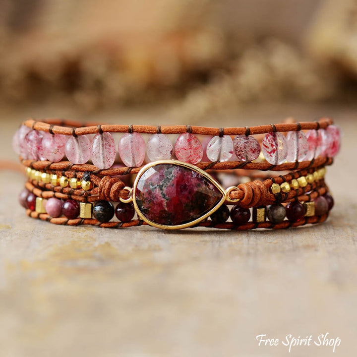 Jasmine | Strawberry Quartz & Garnet Wrap