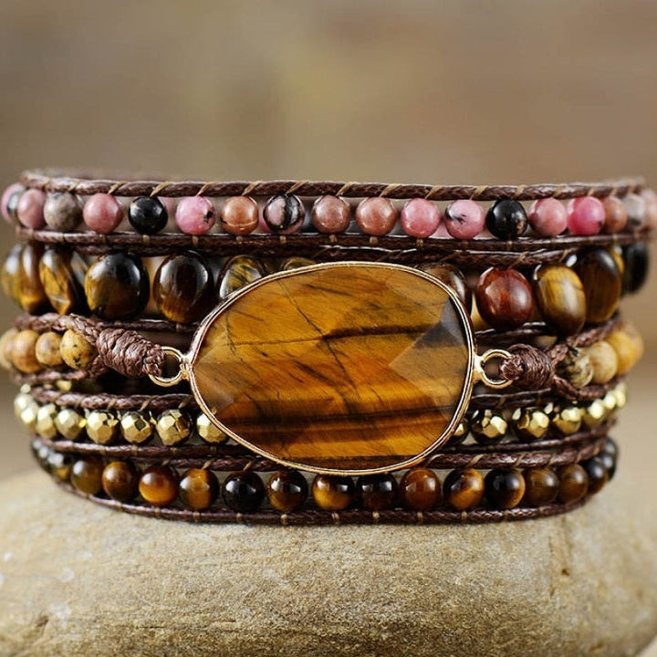 Alison | Tiger Eye & Rhodonite Wrap