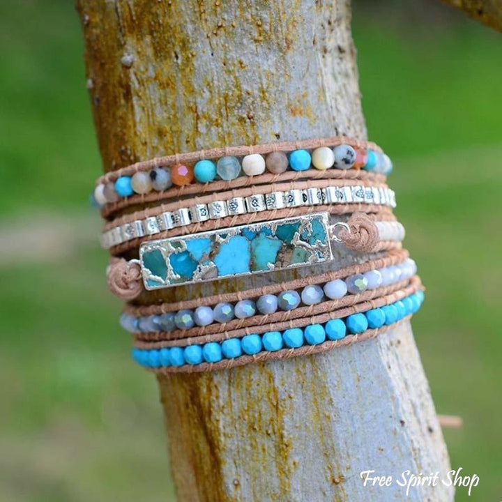 Katie | Turquoise & Jasper Beaded Wrap